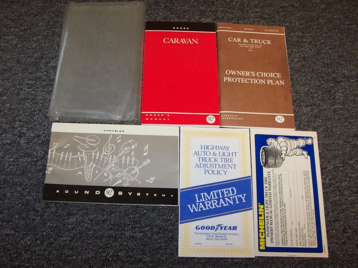 1992 Dodge Caravan & Grand Caravan Owner's Manual Set 1992 Dodge Caravan & Grand Caravan Owner's Manual Set
