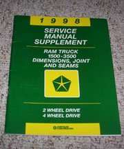 1998 Dodge Ram Truck 1500-2500 Dimensions, Joints & Seams Service Manual Supplement 1998 Dodge Ram Truck 1500-2500 Dimensions, Joints & Seams Service Manual Supplement