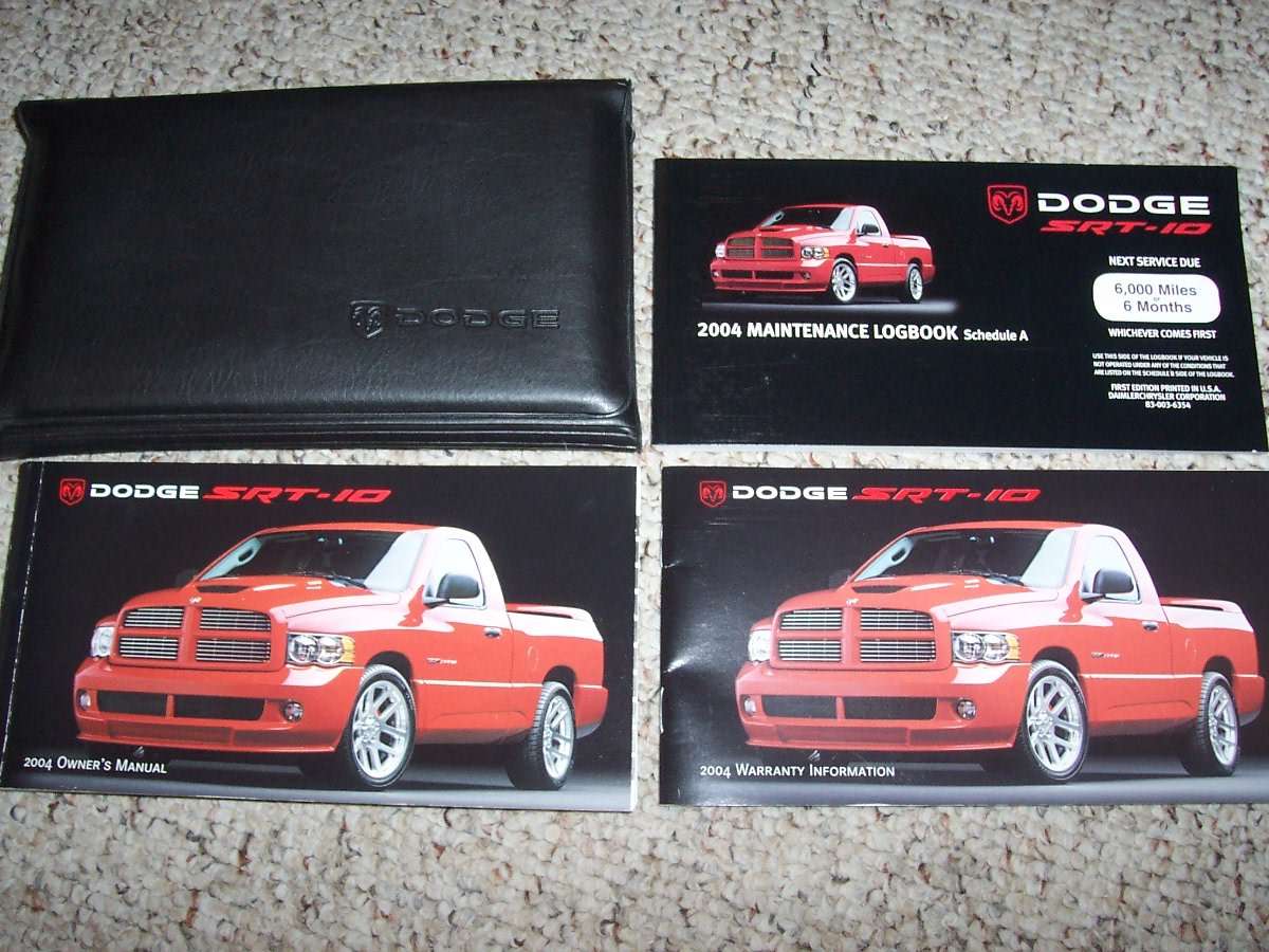 2004 Dodge Ram Truck SRT-10 Owner's Operator Manual User Guide Set 2004 Dodge Ram Truck SRT-10 Owner's Operator Manual User Guide Set